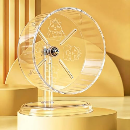 Hamster Exercise Wheel,Super-Silent Small Animals Exercise Wheels,Quiet Hamster Running Wheels with Adjustable Stand for Hamsters,Gerbils,Rats,Other Small Pets(Transparent, 7 inch)