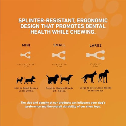 BetterBone - Hard Density - Ideal for Strong to Aggressive Chewers - All-Natural, Nylon-Free Dog Chew Toys - Non-Toxic, Promotes Dental Health, Splinter-Resistant, Sustainably Made