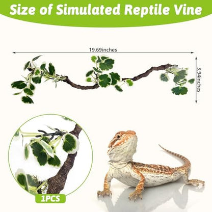 PINVNBY Flexible Bend-A-Branch Jungle Climbing Vines Suction Branch Reptile Tank Accessories Pet Habitat Decor Reptile Plants Terrarium for Leopard Gecko, Lizard, Snake, Chameleon, Frog (Green)