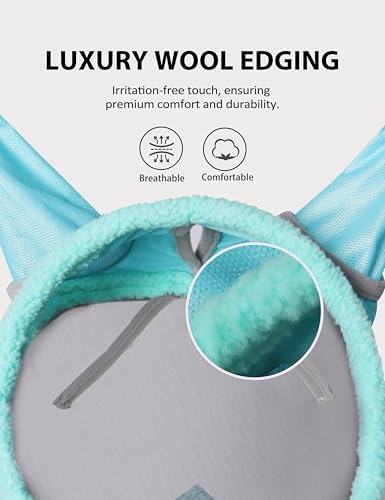 Harrison Howard CareMaster Horse Fly Mask UV Protective Fine Mesh with Extra Wool Soft Touch on Skin Summer Mint-Silver L