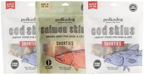Polkadog Fish Skin Variety Dog Treats, Single Ingredient, Omega-3 Rich, 3Pk
