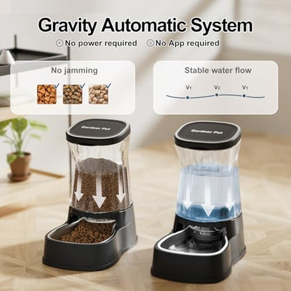 Automatic Dog Water Dispenser & Feeder Food Set, 304 Stainless Steel Bowls