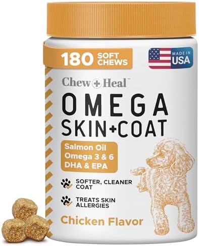 Omega 3 for Dogs, Itch Relief Chews, Fish Oil Skin & Coat, 180 ct, Chews