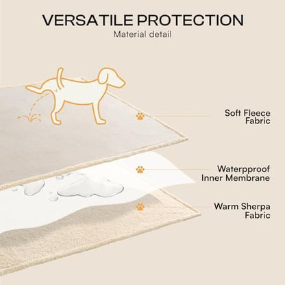 Luciphia Waterproof Pet Blanket, Liquid Pee Proof Dog Blanket for Sofa Bed Couch, Reversible Sherpa Fleece Furniture Protector Cover for Small Medium Large Dogs Cats, Grey Beige X-Large（85" x 57"）