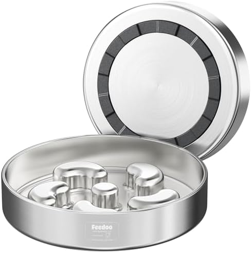 Feedoo Slow Feeder Dog Bowl-2Cups for Medium Breeds, Double Wall Food-Grade Stainless Steel, Heavy Duty with Non-Slip Rubber Base, Puzzle Maze Bowl to Slow Down Eating