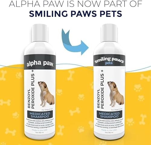 Smiling Paws Benzoyl Peroxide Itch Relief Shampoo for Dogs & Cats, 12oz