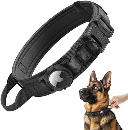 Tactical AirTag Dog Collar - Heavy Duty, Adjustable GPS Collar