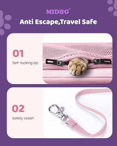 MIDOG Soft Cat Carrier Airline Approved, Expandable for Cats Up to 15lbs