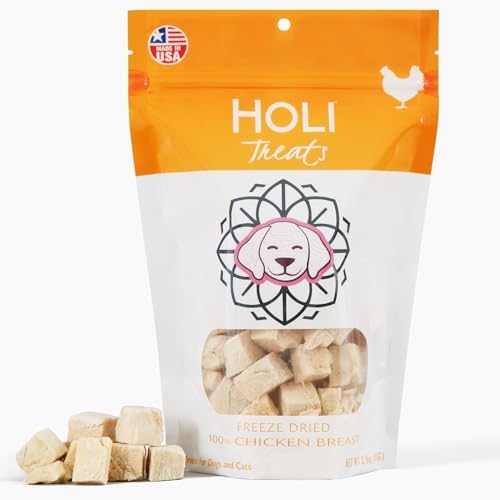 HOLI Freeze Dried Chicken Breast Dog Treats. Single Ingredient Freeze Dried Chicken Treats for Dogs. Healthy All Natural Dog Snack Made from 100% Breast Meat. High Value Training Treat. 1.75 oz