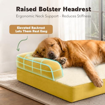 MEKIY XXL Orthopedic Waterproof Dog Bed with Bolster for Extra Large Dogs