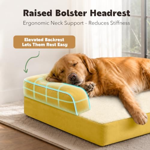 MEKIY Orthopedic Washable Dog Bed with Bolster for Medium to Large Dogs