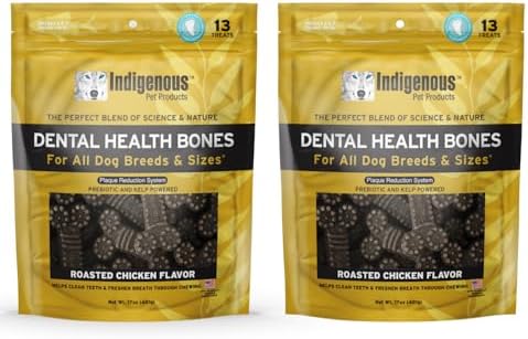 Indigenous Pet Dental Health Bones - Chicken, 2-Pack (17 oz Each) | Grain-Free Dog Dental Chews with Prebiotics & Omegas | Cleans Teeth & Freshens Breath