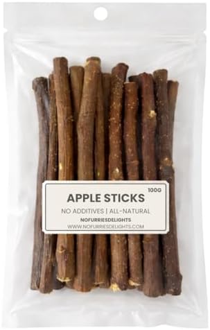 Apple Stick Chew Toy for Rabbits, Hamsters, Guinea Pigs, Chinchillas and Other Small Animals, All Natural Pet Wood Chew 100g