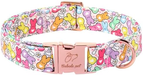 Easter Dog Collar, Colorful Bunny Easter Collars for Puppy Small Dogs, Cute Spring Boy Girl Dog Collars, Adjustable Heavy Duty Holiday Pet Collar with Metal Buckle XS