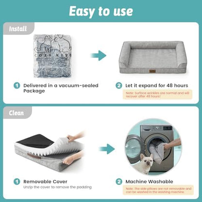 COZY KISS Cooling Dog Bed for Extra Large Dogs, 48" Orthopedic Pet Sofa