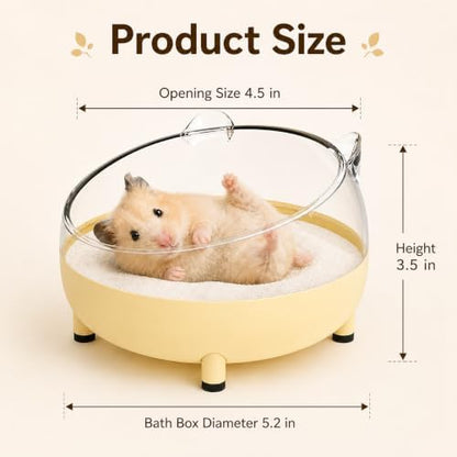 Meow&Woof Hamster Sand Bath Container, Large Sandbox Toilet Gerbil Batheoom, Tiny Chinchilla Dust Bathtub Sand Bath Box for Hamster Cage Accessories 5.2 Inch-Yellow