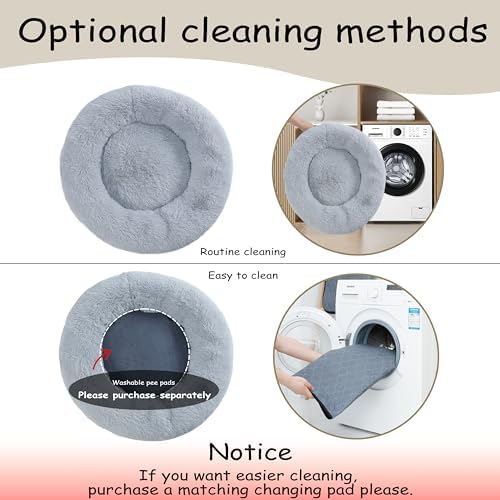 Bunlitent 39 inch Calming Dog Bed, Donut Dog Bed for Large Sized Dog, Grey