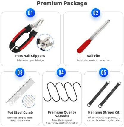Guzekier Dog Grooming Hammock for Trim Nail, Dog Sling for Grooming, Dog Hammock Restraint Bag with Nail Clippers/Trimmer, Nail File, Pet Comb,Ear/Eye Care (Weight: 20-45 LBS)