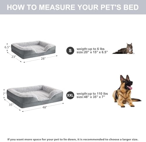 LEXTRO XL Orthopedic Dog Bed, Washable Dog Sofa Bed for Extra Large Dogs