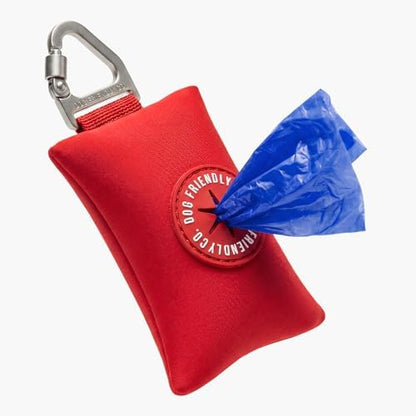 Dog Friendly Co. Poop Bag Holder for Leash, Dog Waste Bag (Red)