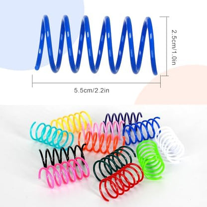 72 PCS 12 Colors Cat Spring Toys for Indoor Cats, Cat Kitten Toys Plastic Coil Spiral Springs for Swatting, Biting, Hunting