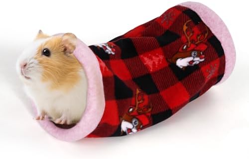 NAPLORD Small Pet Fleece Set,Guinea Pig Snuggle Sack, Tunnel,Fleece Forest Hideout,Square and Round Potty Pads for Guinea Pigs and More
