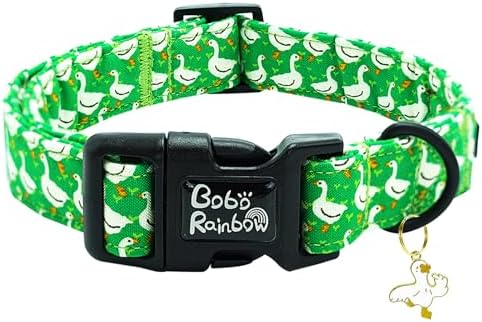 Spring Summer Green Goose Print Dog Collar for Small Dogs