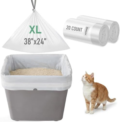 ZOMISIA Top Entry Cat Litter Box Liners - 20 Count 38" x 24" Litter Bags