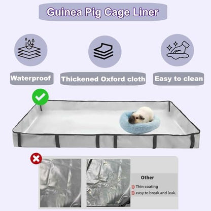Guinea Pig Cage Liner Tarp Bottom Waterproof and Washable Base Also for Rabbits, Bunny, Chinchesillas, Hedgehog, Ferrets and Other Small Animals(28x98 inches)
