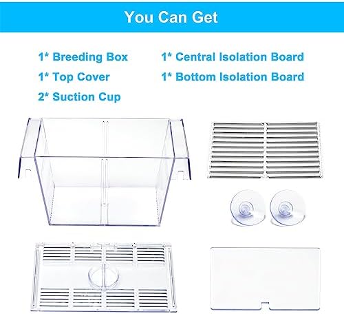 DaToo Fish Breeding Box Aquarium Holding Tank Transparent Fish Isolation Box Acclimation Hatchery Incubator Breeder for Betta Shrimp Clownfish Guppy