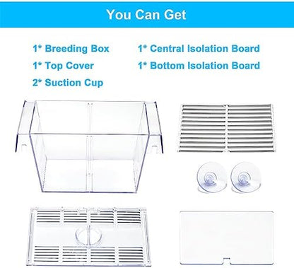 DaToo Fish Breeding Box Aquarium Holding Tank Transparent Fish Isolation Box Acclimation Hatchery Incubator Breeder for Betta Shrimp Clownfish Guppy