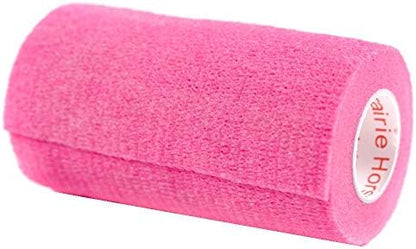 2 Pack Premium Vet Wrap - Self Adhesive Bandage Wrap & Athletic Tape - 4" x 5 Yards Elastic & Self-Sticking Cohesive Bandage for Pets, Sports, Wrists & Ankles - Neon Pink by Prairie Horse Supply