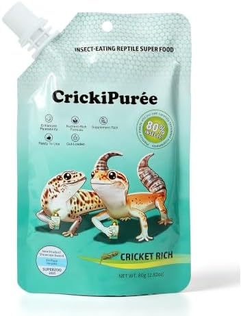 Crested Geckoe Reptile Food-Cricket Puree for Insect-Eating Reptiles, Gut-Loaded, Nutrient-Rich 2.82 oz