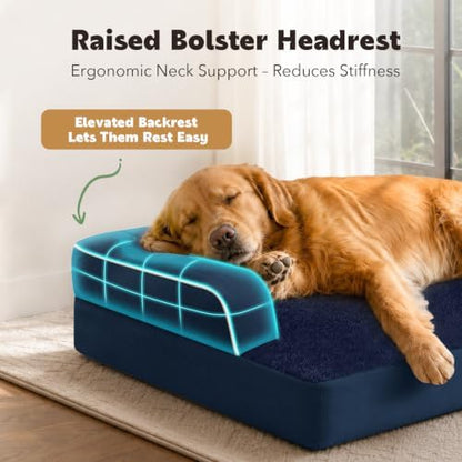 MEKIY Orthopedic XL Dog Bed with Bolster for Extra Large Size Dogs
