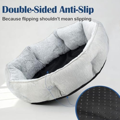 Small Dog Bed for Small Dogs, Cat Bed for Indoor Cats, Cooling Pet Bed for Puppy, Reversible Design with Cool-Touch Summer Side, Machine Washable with Non-Slip Bottom 25 Inch