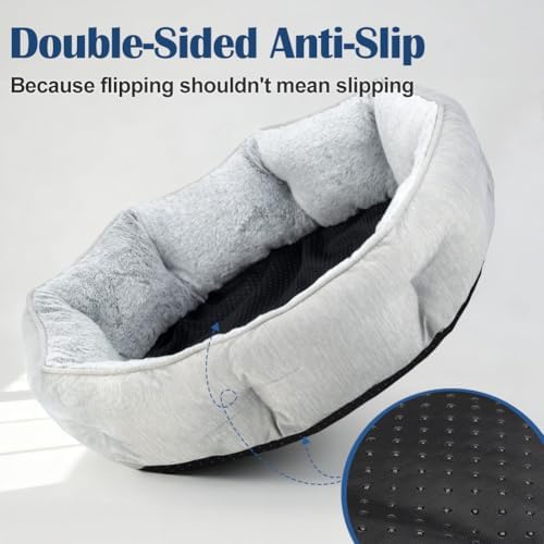 Small Dog Bed for Small Dogs, Cat Bed for Indoor Cats, Cooling Pet Bed for Puppy, Reversible Design with Cool-Touch Summer Side, Machine Washable with Non-Slip Bottom 20 Inch