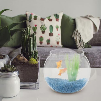 DECHOUS Round Fish Bowl Desktop Fish Tank with Base Small Aquarium Decor for Betta Hydroponic Vase Planter Clear Plastic Tabletop Bowl for Office Home Display