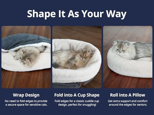 Cat Bed with Pet Pad, 17.7"×13.7", Blue