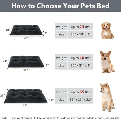 BFPETHOME Dog Beds for Large Dogs, Plush Dog Crate Bed Fluffy Cozy Kennel Pad for Sleeping &Ease Anxiety, Washable Pet Mats with Anti-Slip Bottom for Large Dogs, Navy