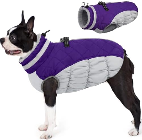 AOFITEE Dog Coat Warm Dog Winter Coat Waterproof Dogs Jacket with Harness