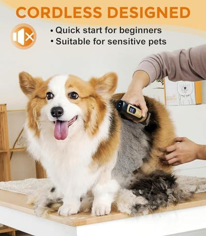 Petsaunter Dog Hair Clippers,4-Speed Low Noise Rechargeable TypeC Electric Pet Hair Shavers,Essential Quiet Grooming Clipper Tools Set for Small & Large Dogs Cats with Thick & Heavy Coats(C95 Set)