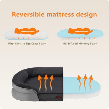 Dwanton Orthopedic Waterproof X-Large Dog Bed Sofa, Gel Memory Foam, 45"