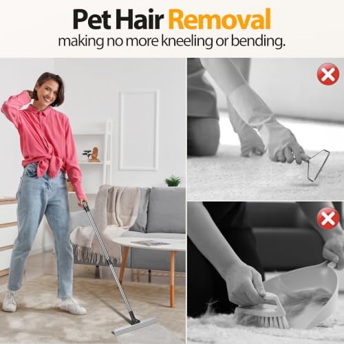 Carpet Rake for Pet Hair Removal Tool,Reusable Hair Remover Broom