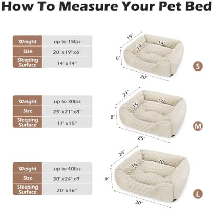 INVENHO Small Dog Bed Rectangle Washable Orthopedic Soft Calming Sleeping Durable Pet Cuddler with Anti-Slip Bottom