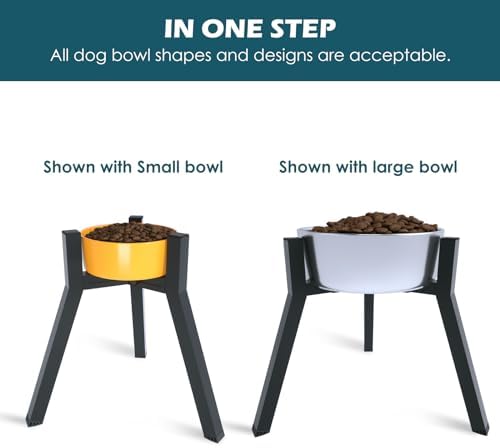 SHAINFUN Metal Raised Dog Bowl Stand for Extra Large and Large Breeds, Adjustable Width for 7-10.6" Food & Water Bowls, Single Tall Elevated Dog Bowls Holder, 13.7" Tall (Bowl Not Included)