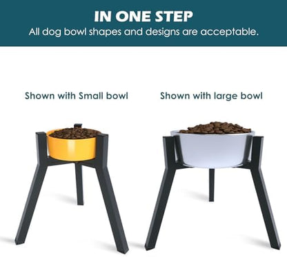 SHAINFUN Metal Raised Dog Bowl Stand for Extra Large and Large Breeds, Adjustable Width for 7-10.6" Food & Water Bowls, Single Tall Elevated Dog Bowls Holder, 13.7" Tall (Bowl Not Included)
