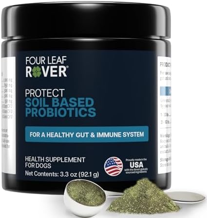 Four Leaf Rover Protect - Probiotics for Dogs - Veterinarian Formulated - with Natural Prebiotics and Antioxidants - Detoxification & Gut Health - 30 Day Large Dog Supply