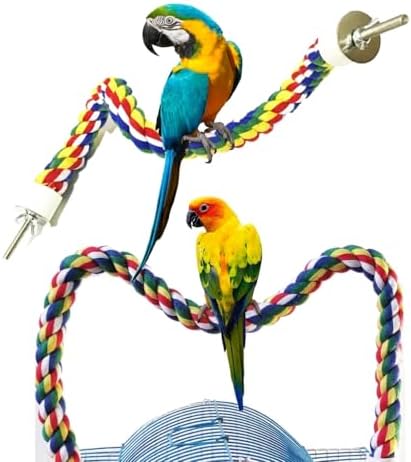 Bird Perch,Bird Rope Perch & Rope Perch,Bird perches for cage,Rope Perch for Conures,Parrots,Cockatiel,Lovebird,Budgerigar,Parakeet Rope perches for cage (2PCS Nipple 24inch)