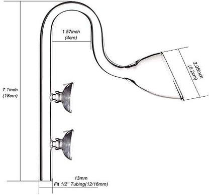 FZONE Aquatic Glass Lily Pipe Set with Lily Skimmer Inflow and Lily Outflow for Aquarium Filter 1/2''(12/16mm) Tubing