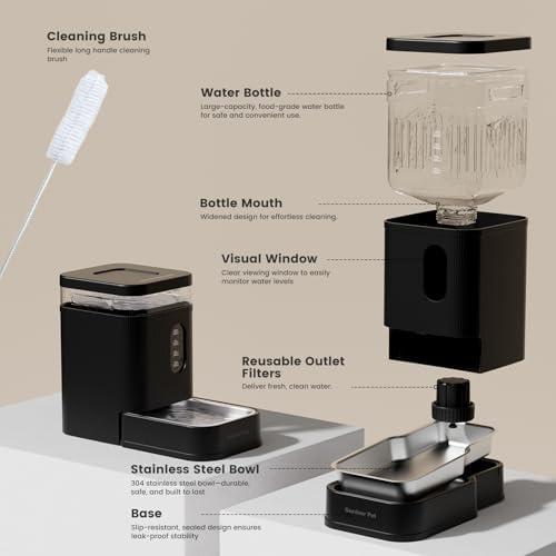 1.7 Gallon Automatic Dog Water Dispenser with Stainless Steel Bowl